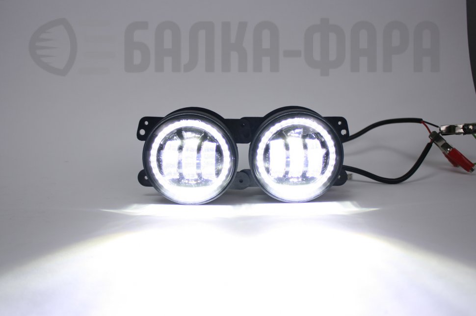 Комплект противотуманных фар, 36 Ватт, с ангельскими глазками, черные